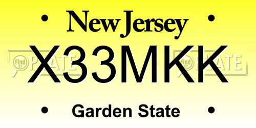 X33MKK New Jersey License Plate