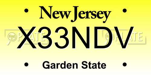 X33NDV New Jersey License Plate