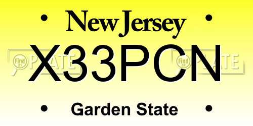 X33PCN New Jersey License Plate