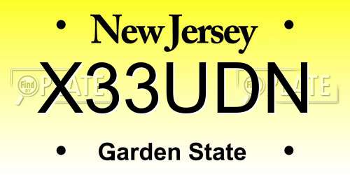 X33UDN New Jersey License Plate