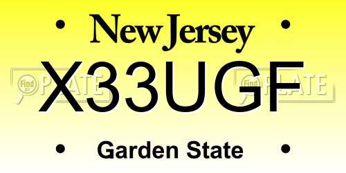 X33UGF New Jersey License Plate