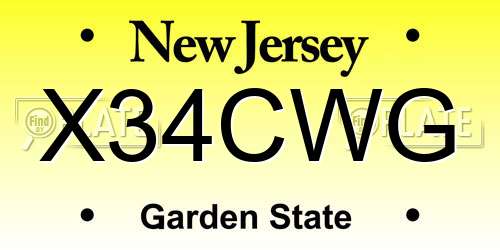 X34CWG New Jersey License Plate