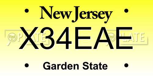 X34EAE New Jersey License Plate
