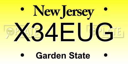 X34EUG New Jersey License Plate