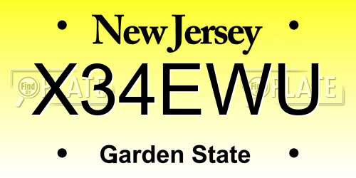 X34EWU New Jersey License Plate