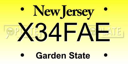 X34FAE New Jersey License Plate