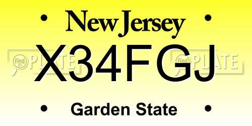 X34FGJ New Jersey License Plate