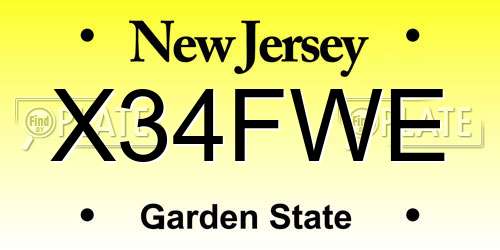 X34FWE New Jersey License Plate