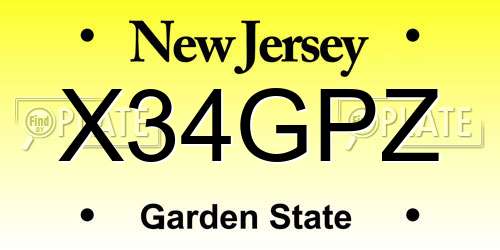 X34GPZ New Jersey License Plate