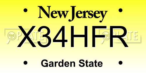 X34HFR New Jersey License Plate