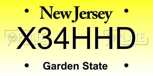 X34HHD New Jersey License Plate