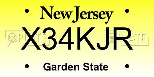 X34KJR New Jersey License Plate