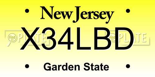 X34LBD New Jersey License Plate