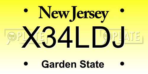 X34LDJ New Jersey License Plate