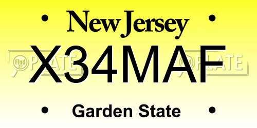 X34MAF New Jersey License Plate