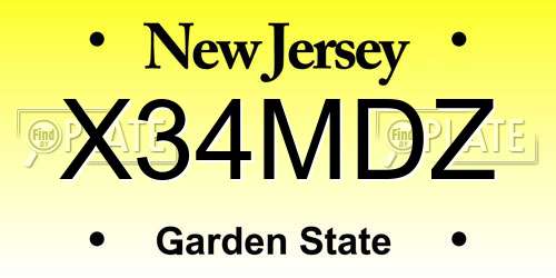 X34MDZ New Jersey License Plate