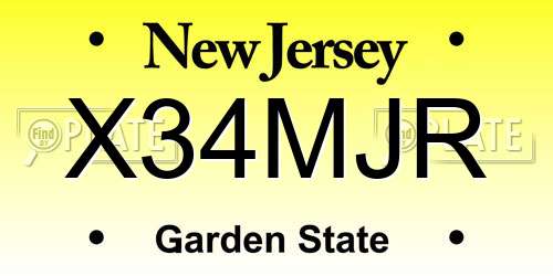 X34MJR New Jersey License Plate