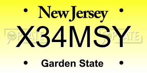 X34MSY New Jersey License Plate