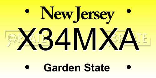 X34MXA New Jersey License Plate