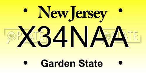 X34NAA New Jersey License Plate