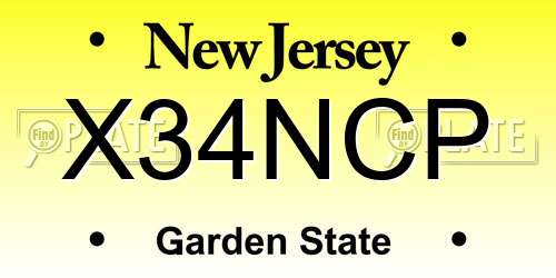 X34NCP New Jersey License Plate