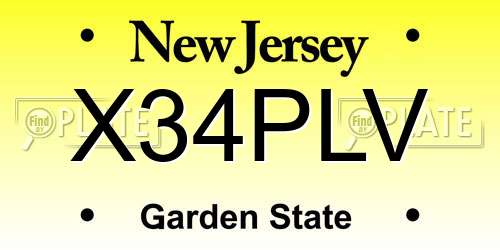 X34PLV New Jersey License Plate