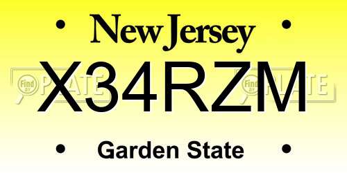 X34RZM New Jersey License Plate