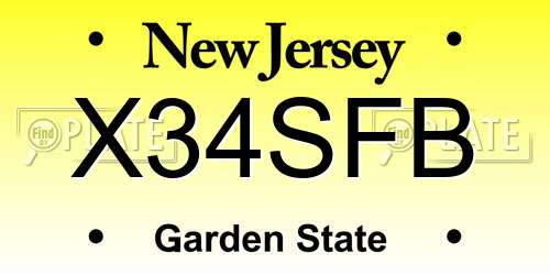 X34SFB New Jersey License Plate