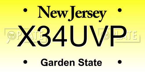 X34UVP New Jersey License Plate