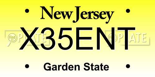 X35ENT New Jersey License Plate