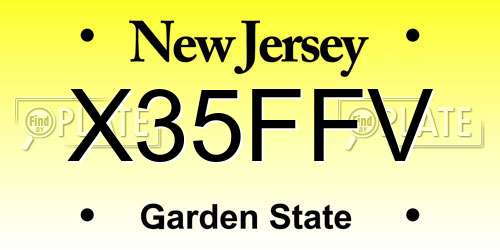 X35FFV New Jersey License Plate