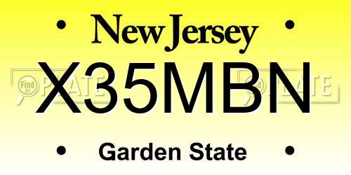 X35MBN New Jersey License Plate