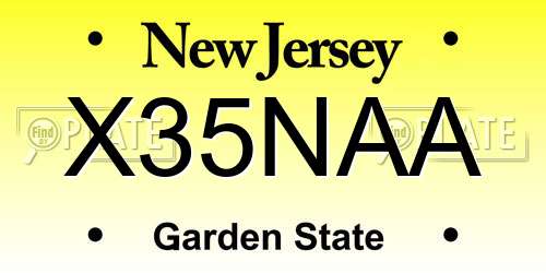 X35NAA New Jersey License Plate