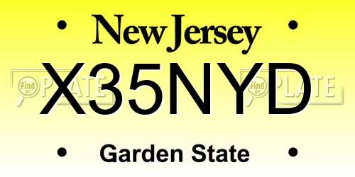 X35NYD New Jersey License Plate