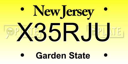 X35RJU New Jersey License Plate