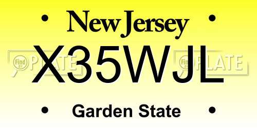 X35WJL New Jersey License Plate