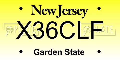 X36CLF New Jersey License Plate