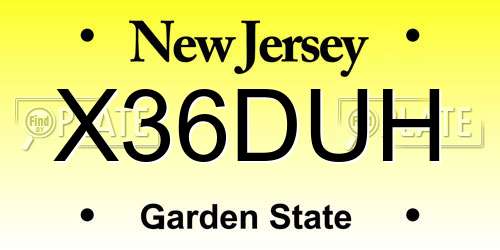 X36DUH New Jersey License Plate