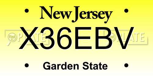X36EBV New Jersey License Plate