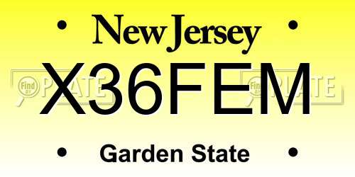 X36FEM New Jersey License Plate
