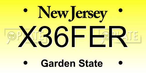 X36FER New Jersey License Plate