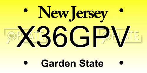 X36GPV New Jersey License Plate