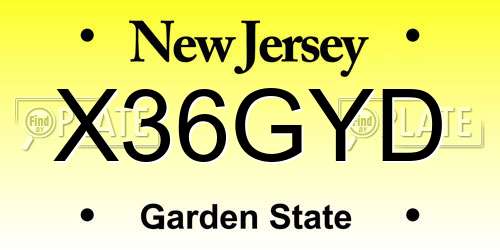 X36GYD New Jersey License Plate