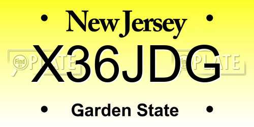 X36JDG New Jersey License Plate