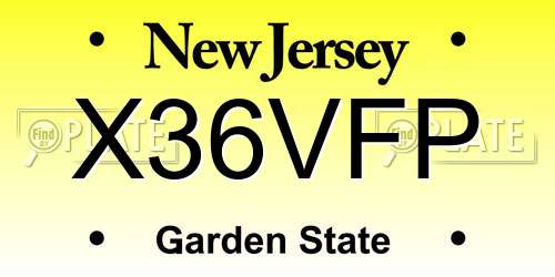X36VFP New Jersey License Plate