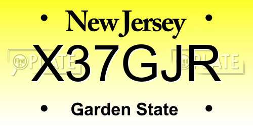 X37GJR New Jersey License Plate