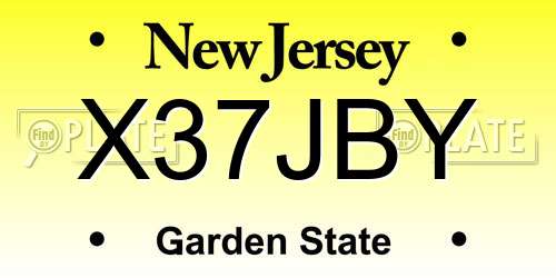 X37JBY New Jersey License Plate