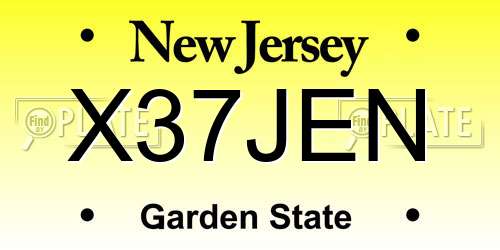 X37JEN New Jersey License Plate