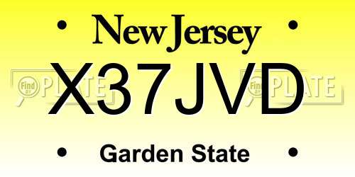 X37JVD New Jersey License Plate