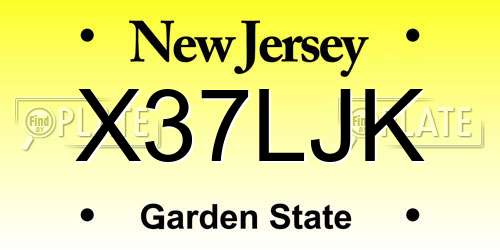 X37LJK New Jersey License Plate